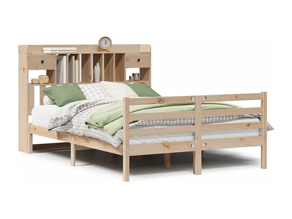 Letto Libreria senza Materasso 150x200 cm in Legno di Pino