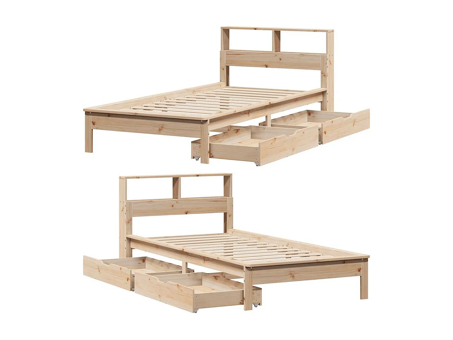 Lit bibliothèque sans matelas 75x190 cm bois de pin massif