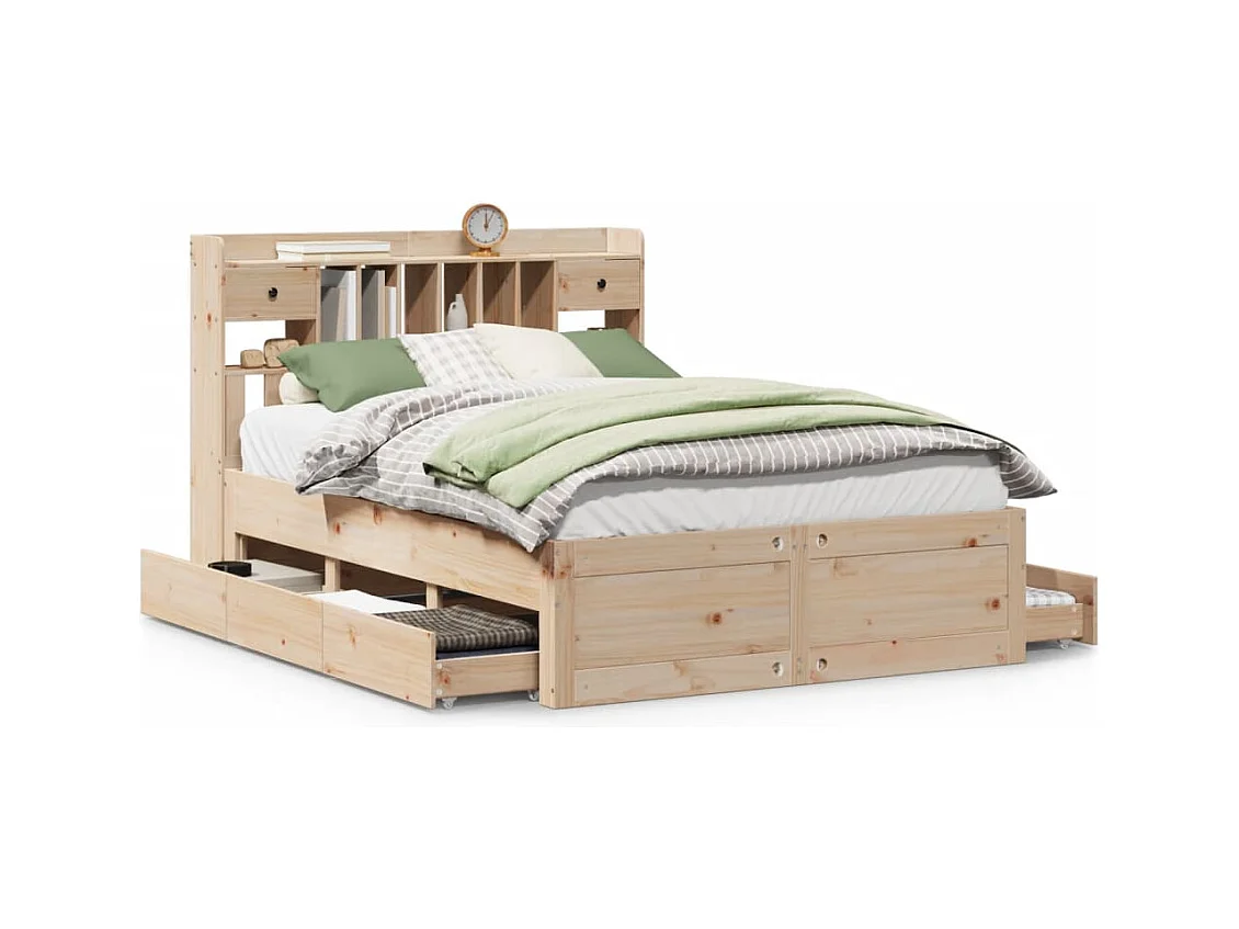 Letto Libreria senza Materasso 150x200 cm in Legno di Pino