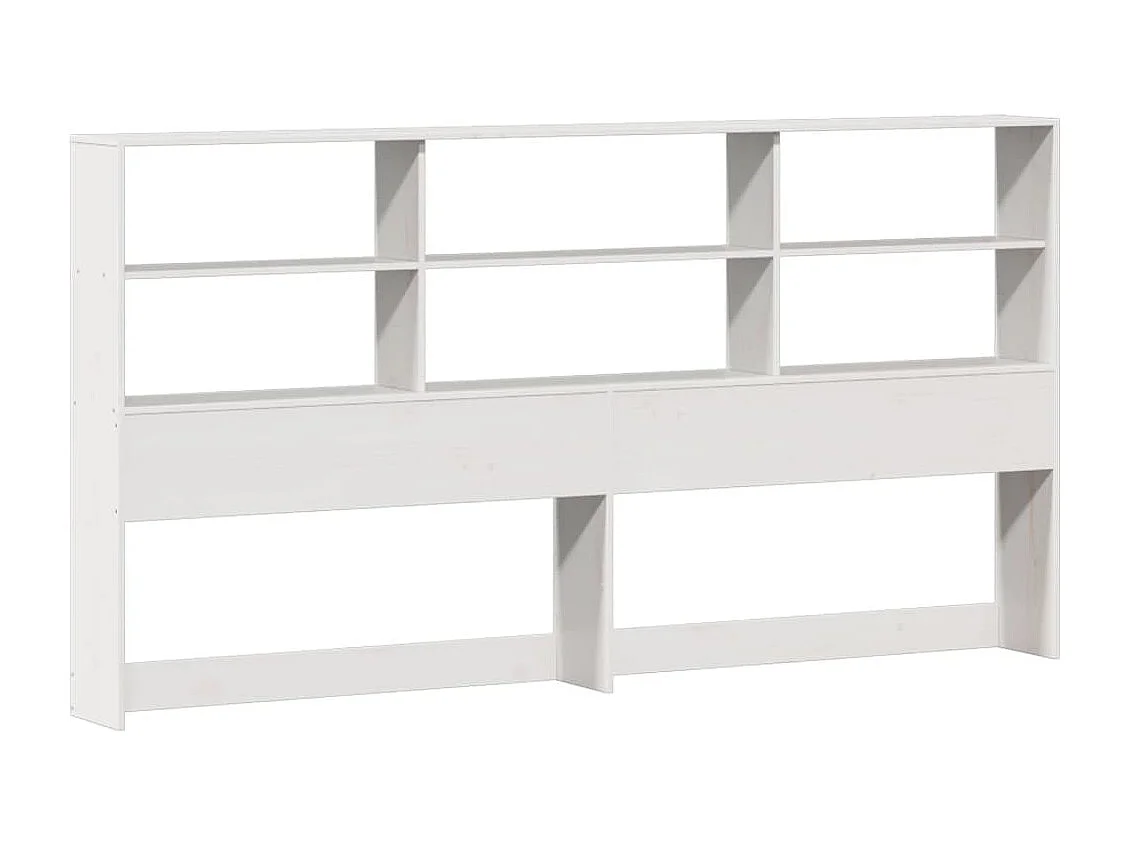 Lit bibliothèque sans matelas blanc 200x200 cm bois pin massif