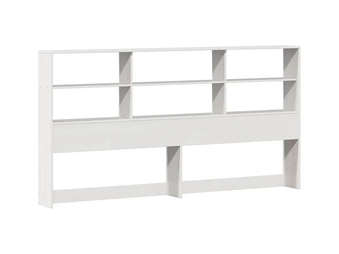 Lit bibliothèque sans matelas blanc 200x200 cm bois pin massif