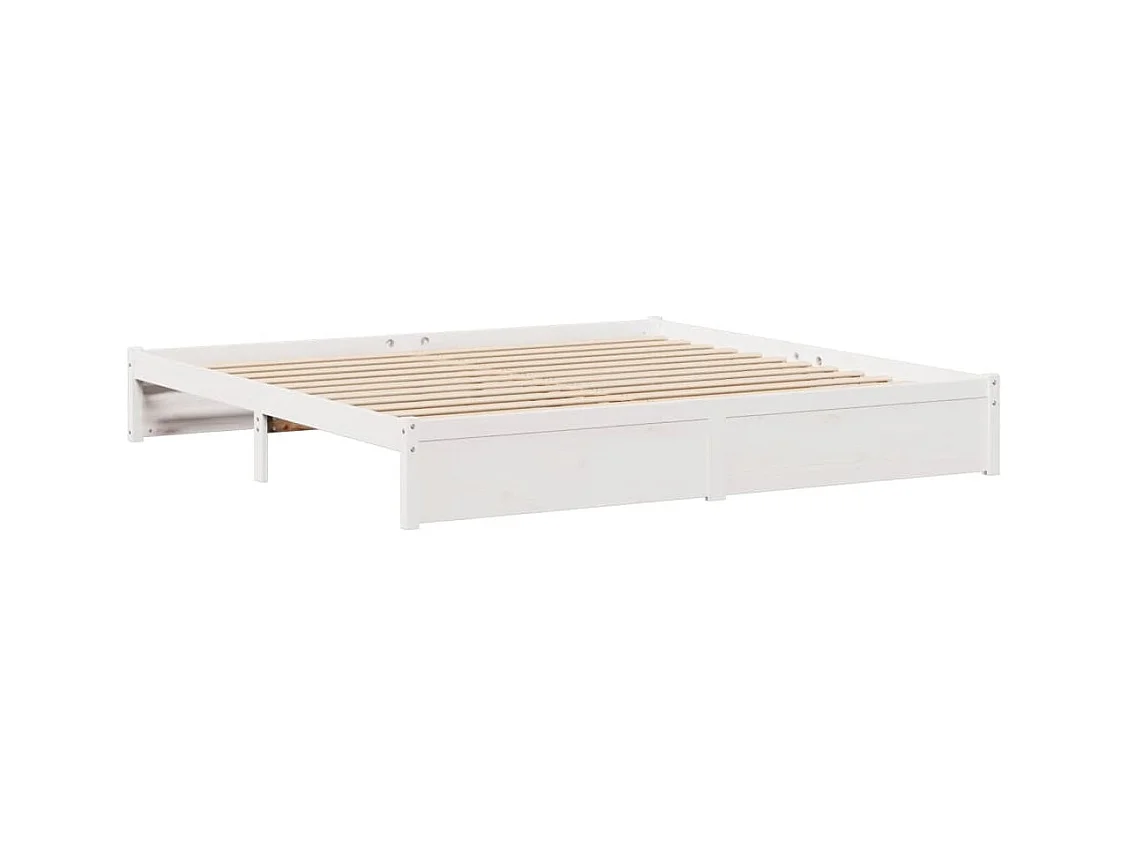 Lit bibliothèque sans matelas blanc 200x200 cm bois pin massif