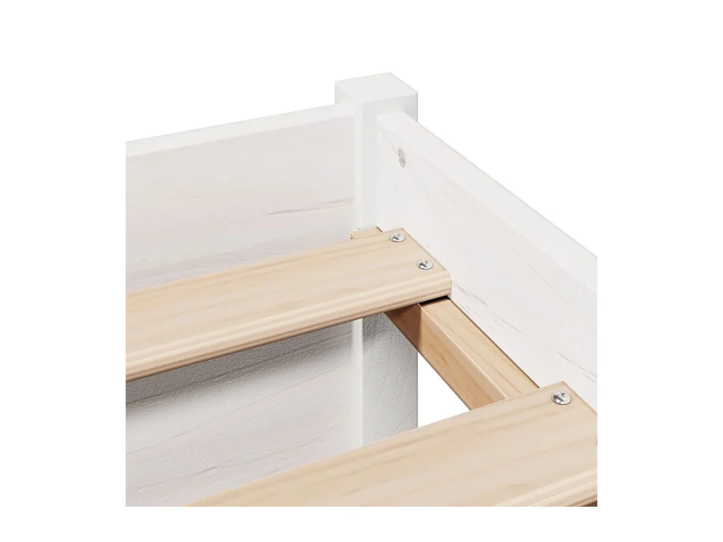 Lit bibliothèque sans matelas blanc 200x200 cm bois pin massif