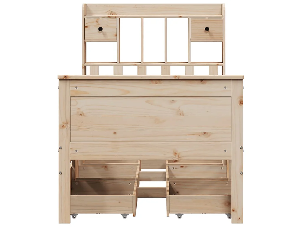 Bed met boekenkast zonder matras massief grenenhout 90x190 cm