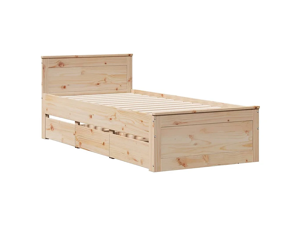 Bed met boekenkast zonder matras massief grenenhout 90x190 cm