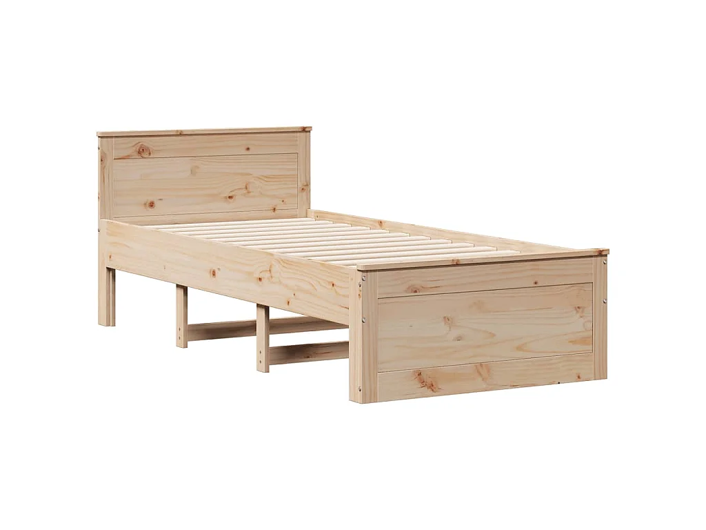 Bed met boekenkast zonder matras massief grenenhout 90x190 cm