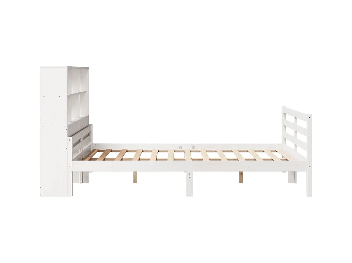 Lit bibliothèque sans matelas blanc 140x200 cm bois pin massif