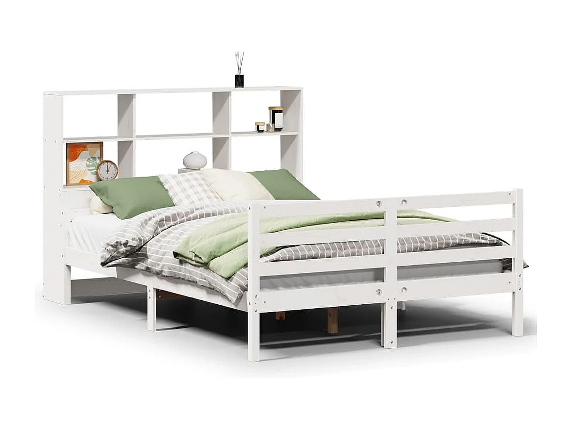 Letto Libreria senza Materasso Bianco 140x200 cm Legno di Pino