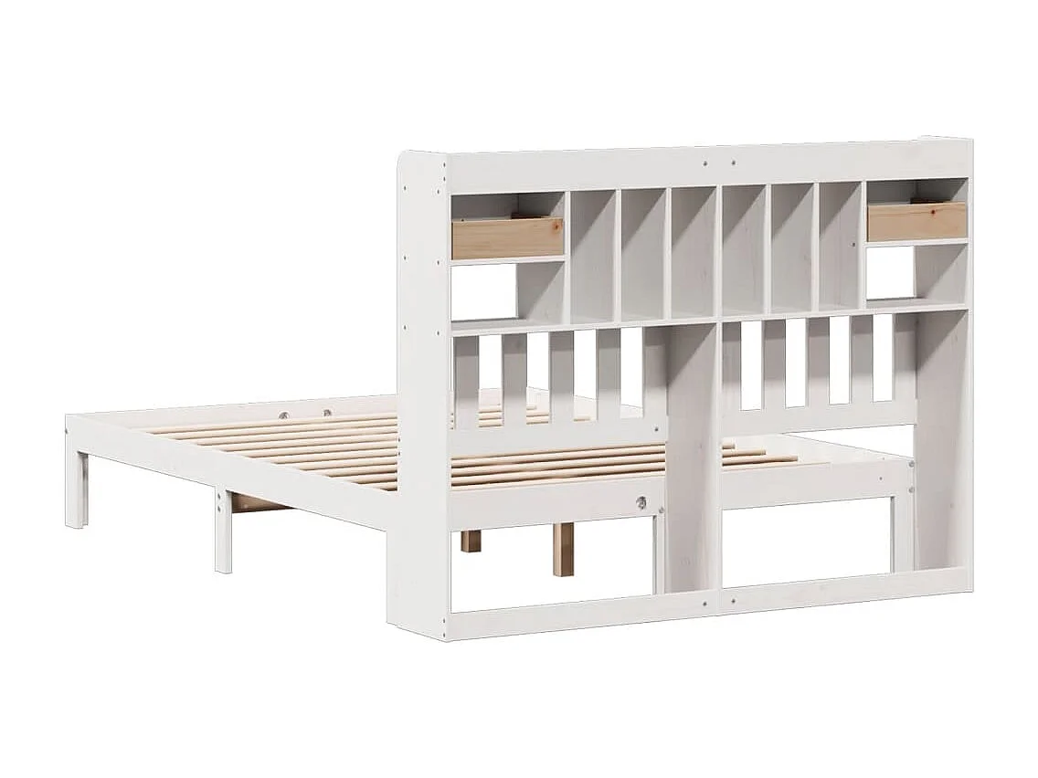 Cama com estante sem colchão 140x200 cm pinho maciço branco