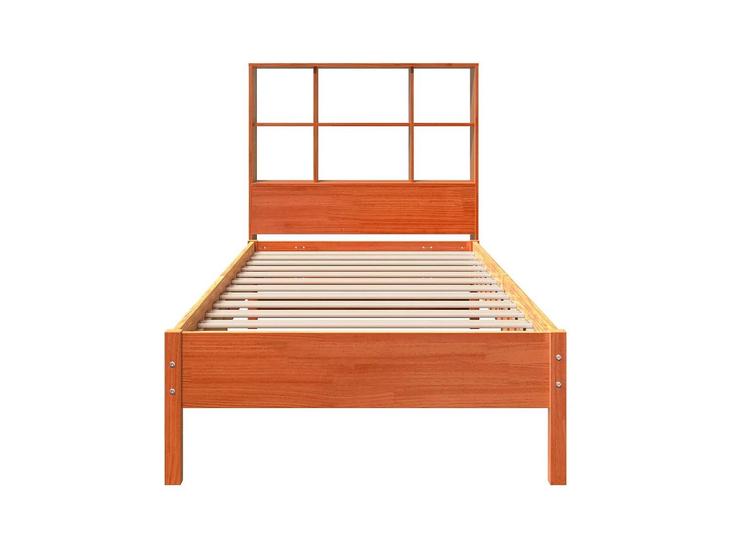 Lit bibliothèque sans matelas cire marron 90x200 cm pin massif