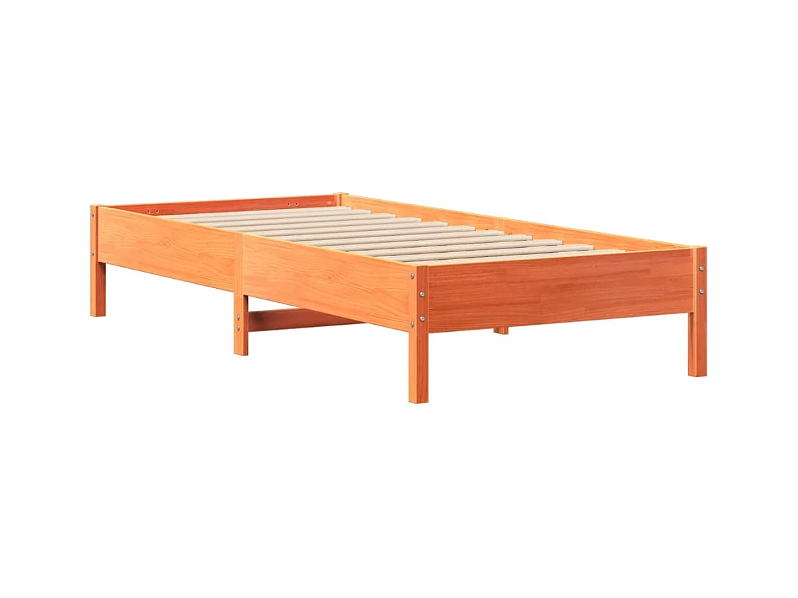 Lit bibliothèque sans matelas cire marron 90x200 cm pin massif