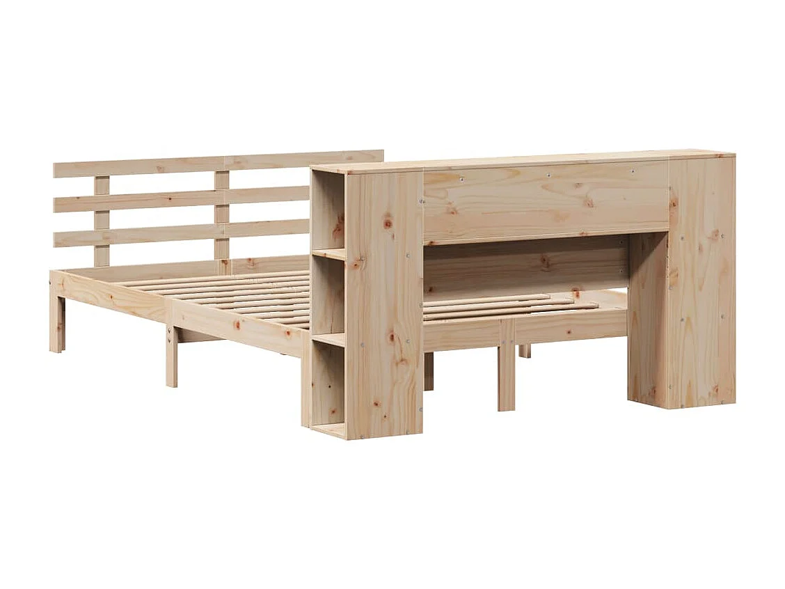 Bed met boekenkast zonder matras massief grenenhout 120x200 cm