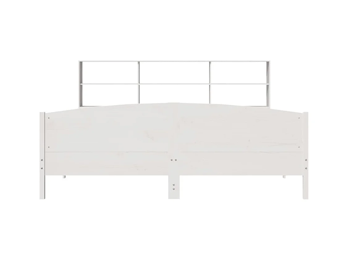 Lit bibliothèque sans matelas blanc 200x200 cm bois pin massif