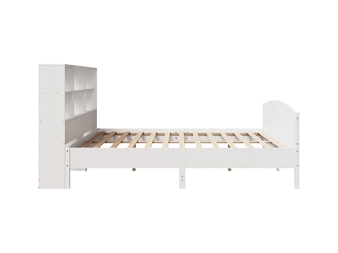 Lit bibliothèque sans matelas blanc 200x200 cm bois pin massif