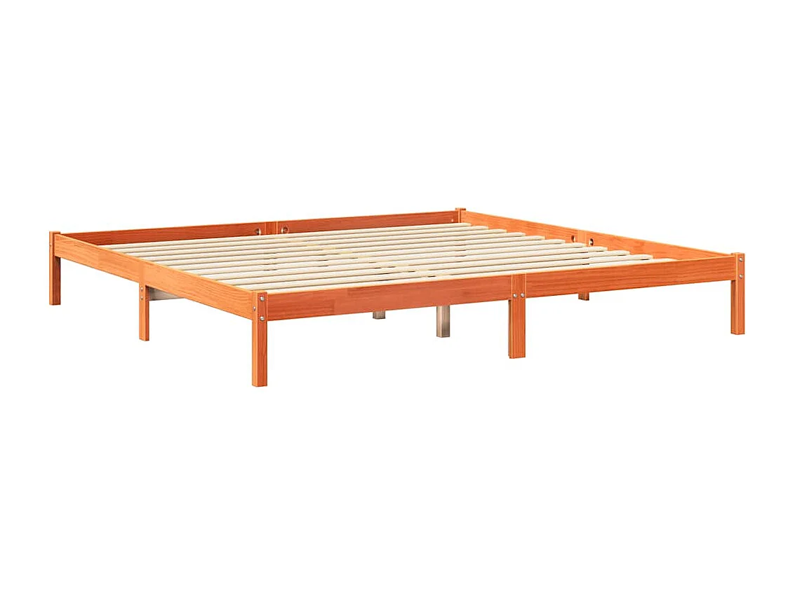 Massivholzbett mit Regal ohne Matratze Wachsbraun 180x200 cm