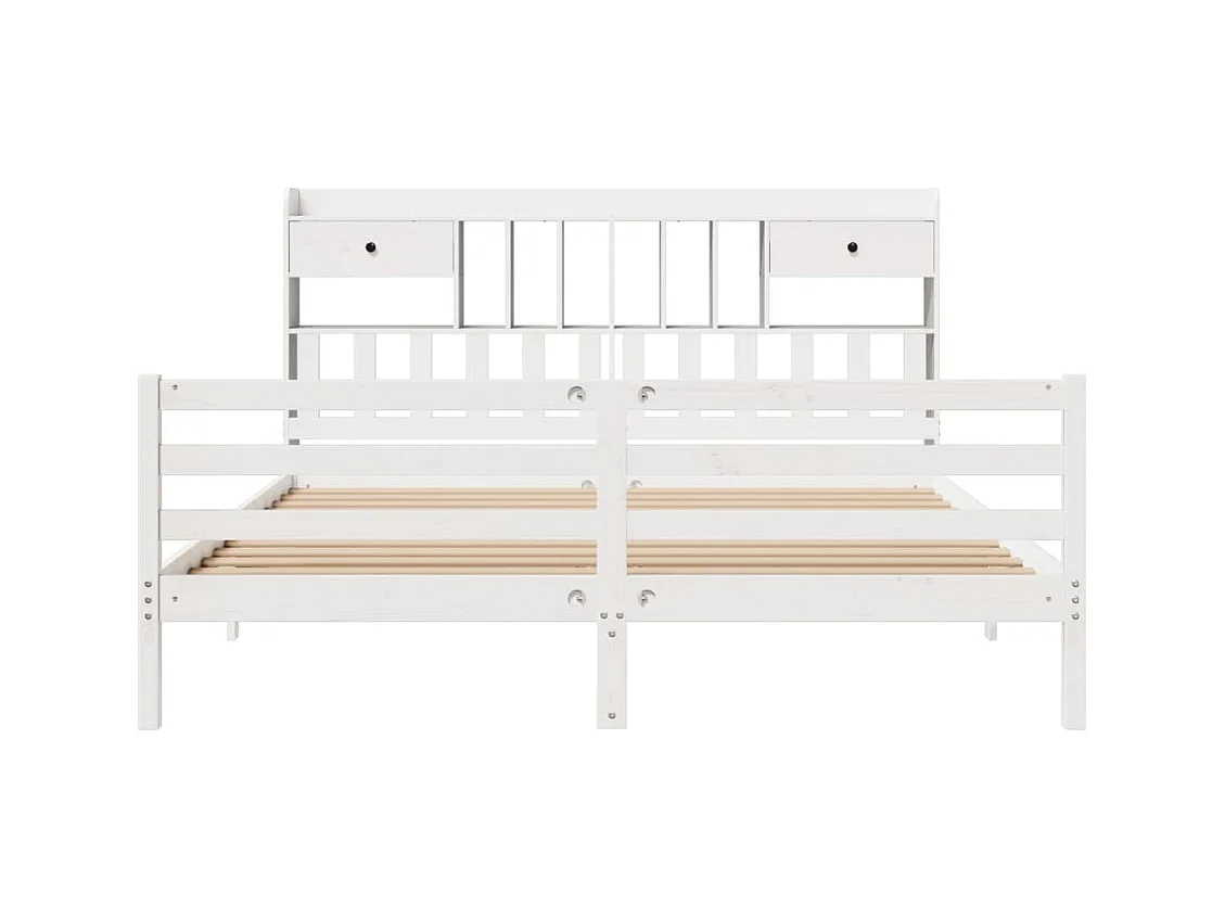 Lit bibliothèque sans matelas blanc 180x200 cm bois pin massif