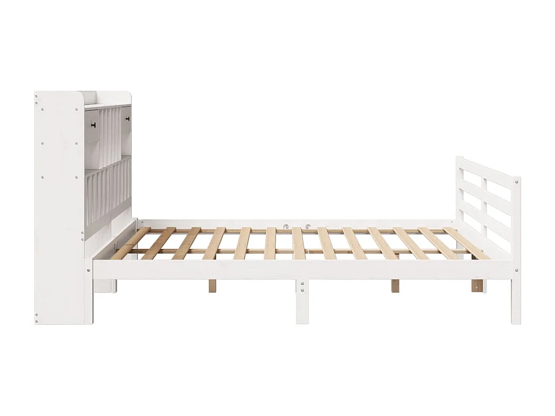 Cama com estante sem colchão 180x200 cm pinho maciço branco