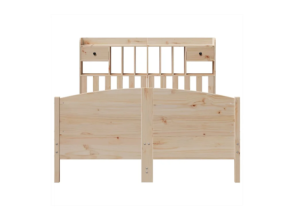 Lit bibliothèque sans matelas 150x200 cm bois massif de pin