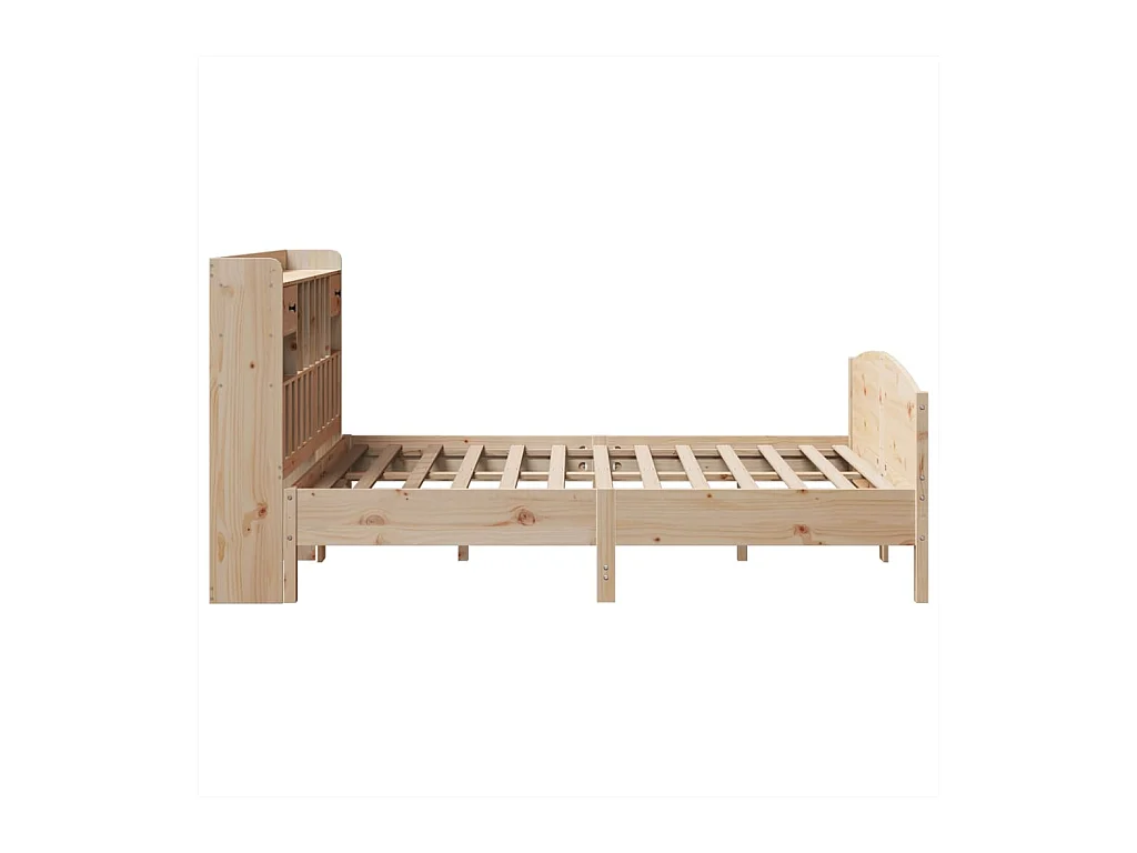Lit bibliothèque sans matelas 150x200 cm bois massif de pin
