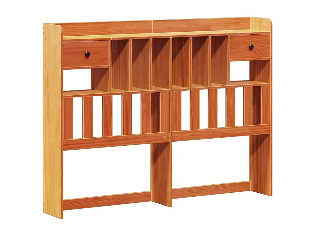 Lit bibliothèque sans matelas cire marron 135x190 cm pin massif