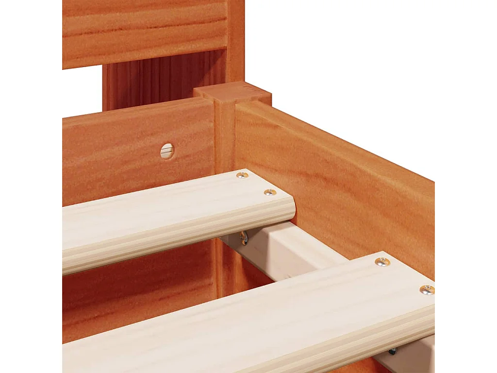 Lit bibliothèque sans matelas cire marron 135x190 cm pin massif