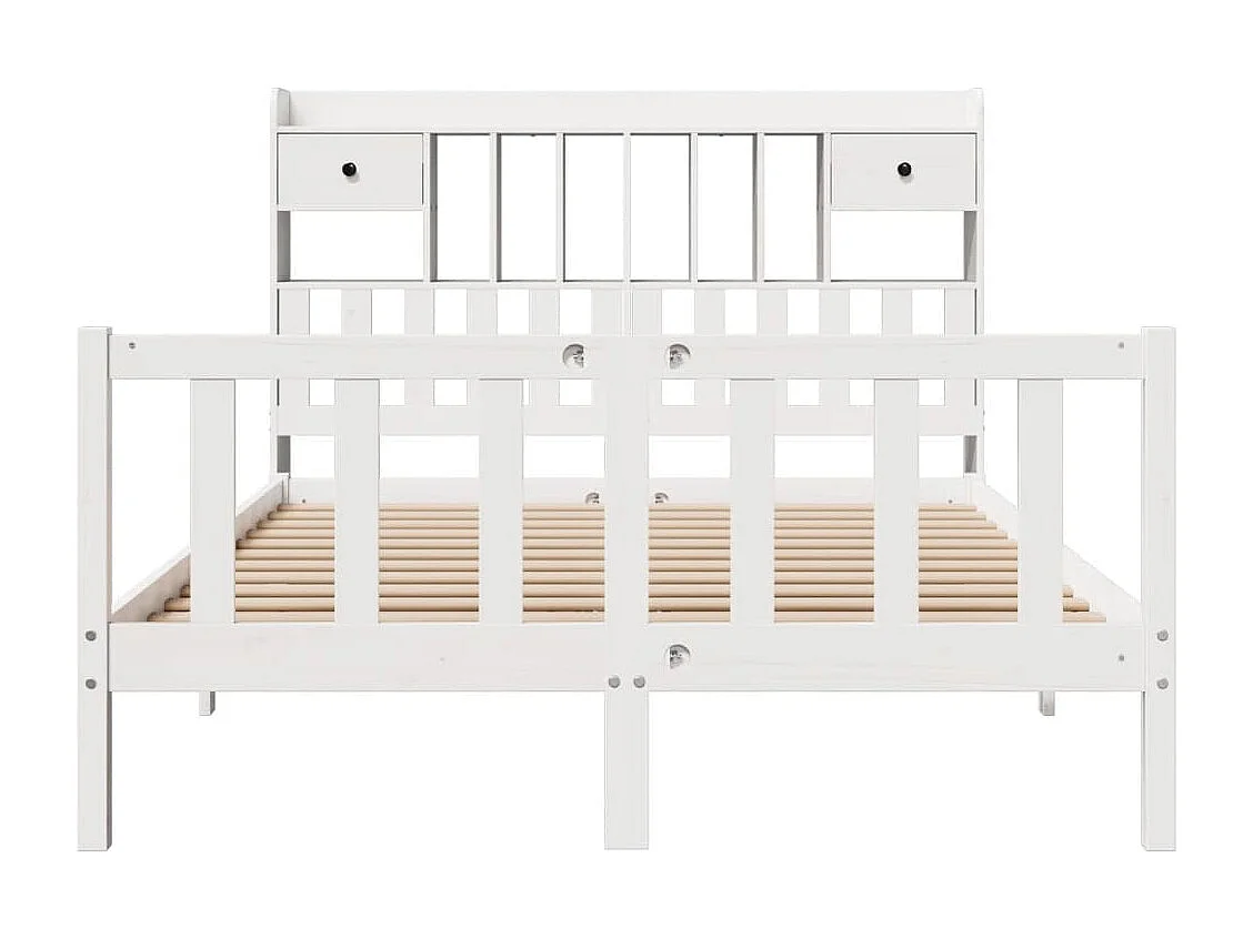 Lit bibliothèque sans matelas blanc 150x200 cm bois pin massif