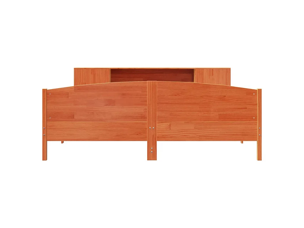Cama con estantería sin colchón madera maciza marrón 200x200 cm