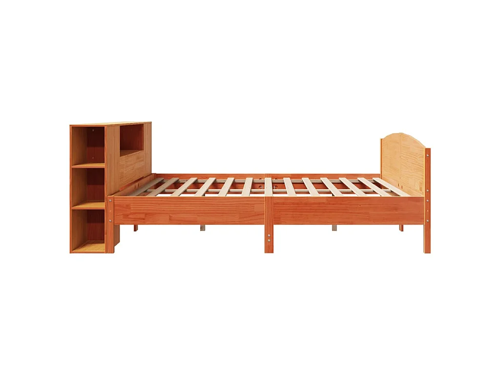 Cama con estantería sin colchón madera maciza marrón 200x200 cm