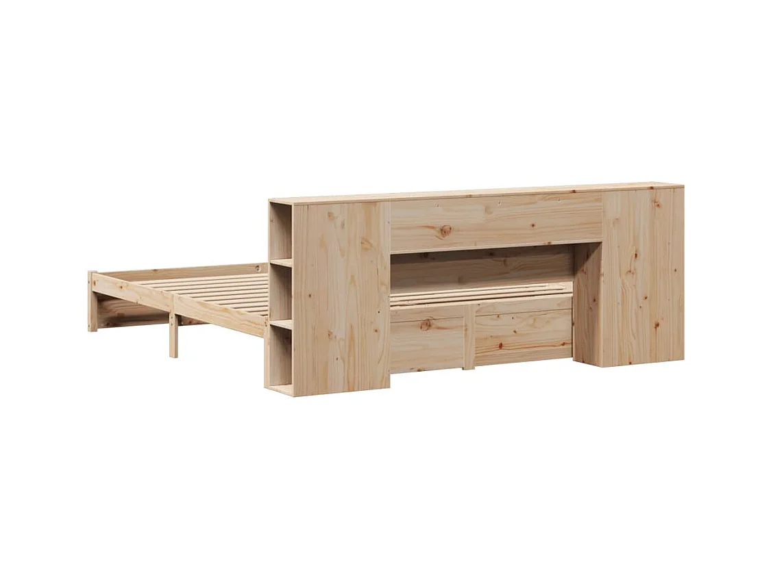 Massivholzbett mit Regal ohne Matratze 200x200 cm Kiefernholz