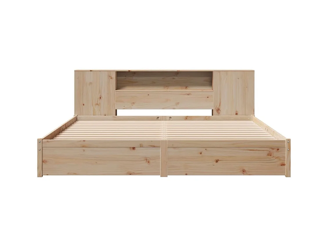 Lit bibliothèque sans matelas 180x200 cm bois massif de pin