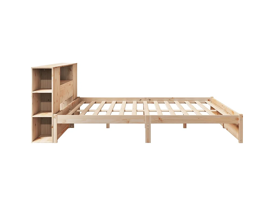 Lit bibliothèque sans matelas 180x200 cm bois massif de pin