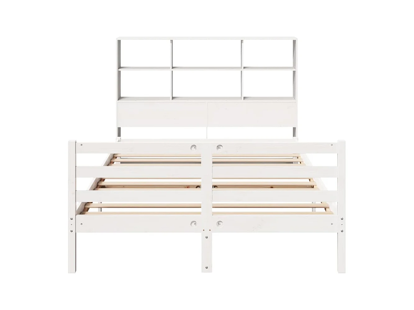 Lit bibliothèque sans matelas blanc 160x200 cm bois pin massif