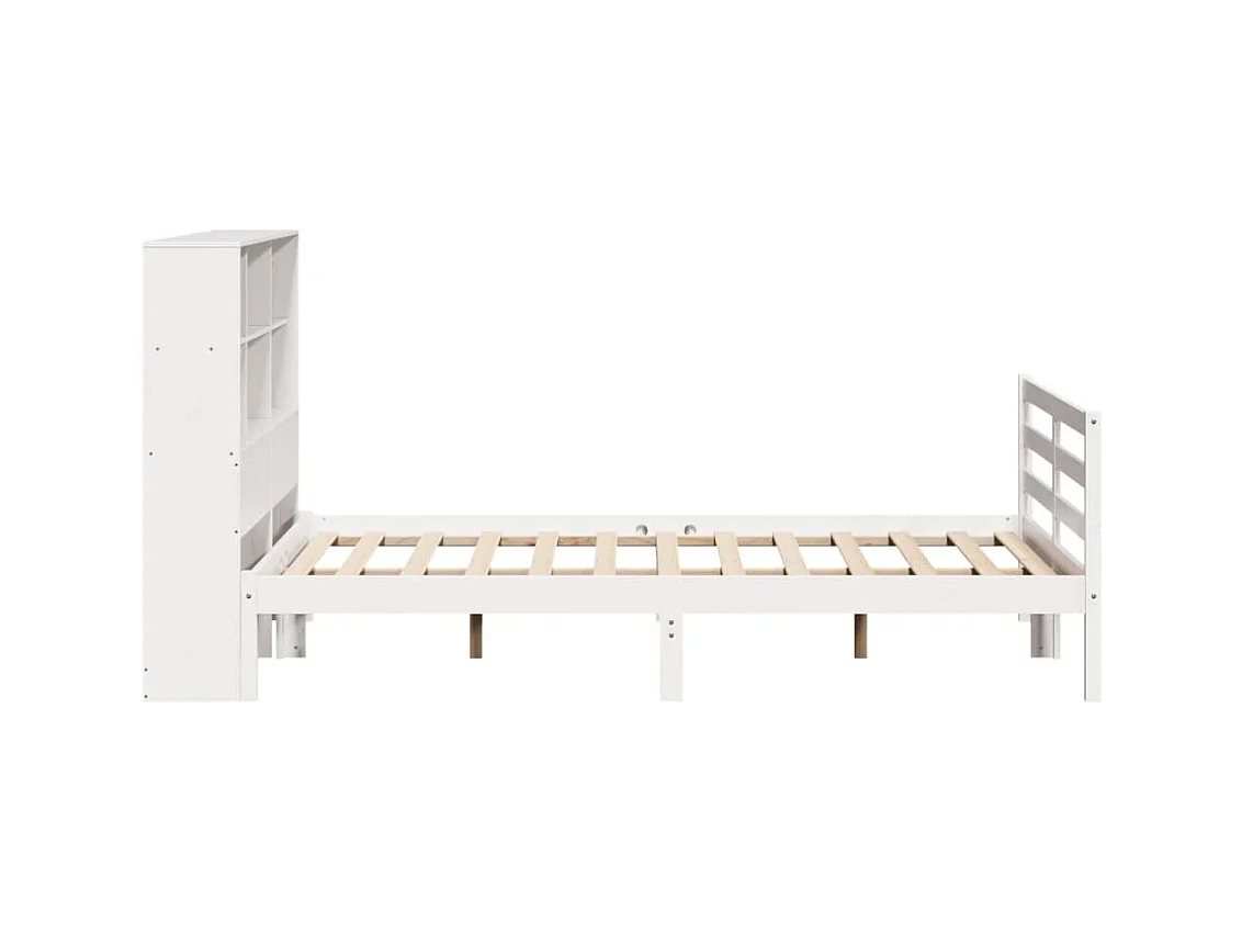 Lit bibliothèque sans matelas blanc 160x200 cm bois pin massif