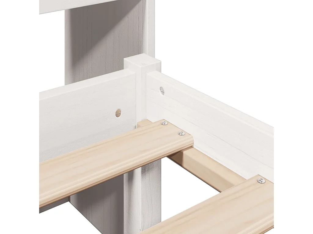 Lit bibliothèque sans matelas blanc 120x200 cm bois pin massif