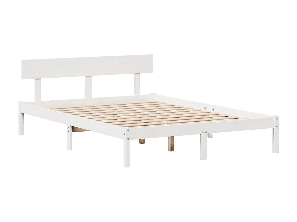 Lit bibliothèque sans matelas blanc 120x200 cm bois pin massif