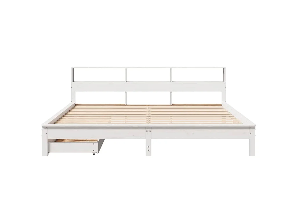 Bed met boekenkast zonder matras grenenhout wit 180x200 cm