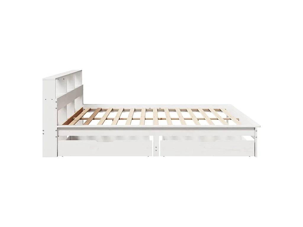 Bed met boekenkast zonder matras grenenhout wit 180x200 cm