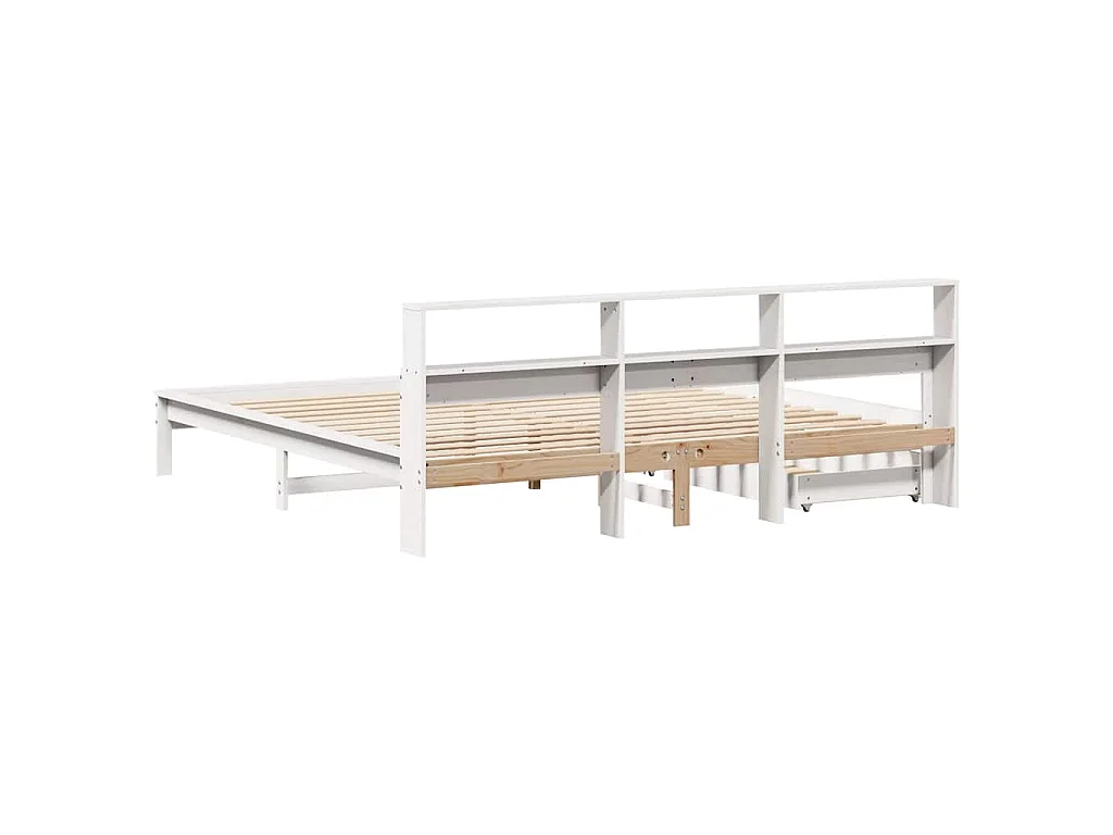 Bed met boekenkast zonder matras grenenhout wit 180x200 cm