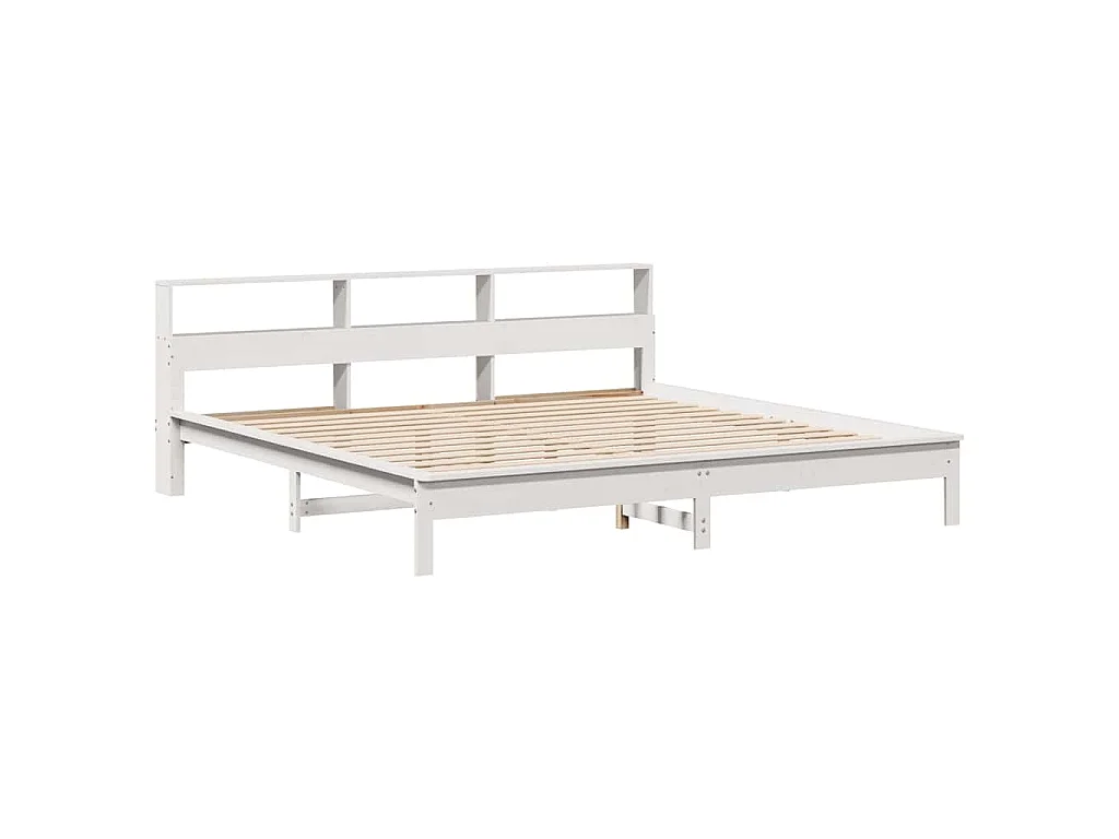 Bed met boekenkast zonder matras grenenhout wit 180x200 cm