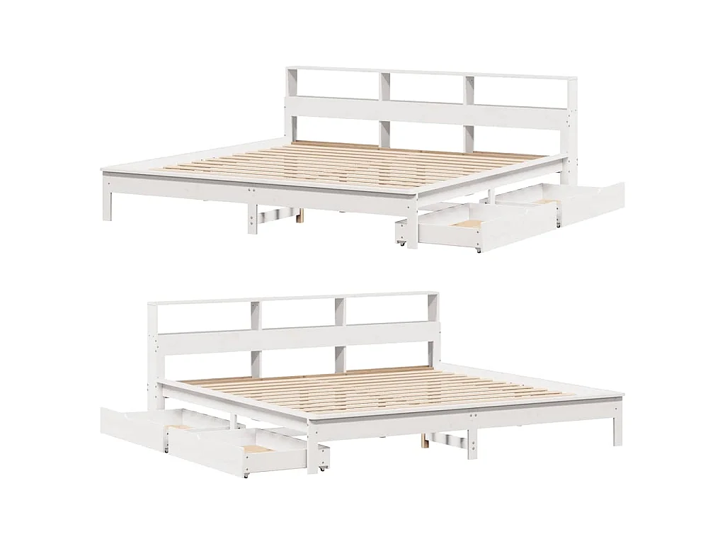 Bed met boekenkast zonder matras grenenhout wit 180x200 cm