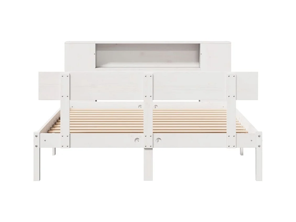 Lit bibliothèque sans matelas blanc 120x200 cm bois pin massif