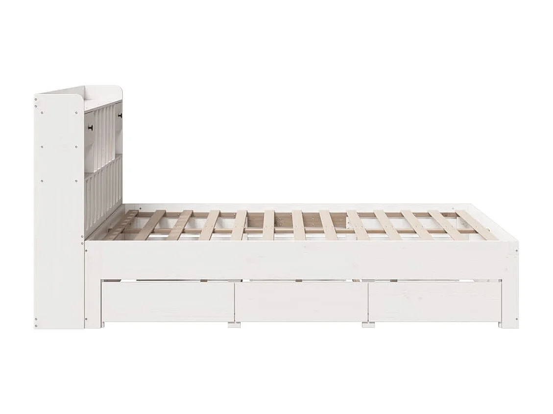 Lit bibliothèque sans matelas blanc 140x200 cm bois pin massif