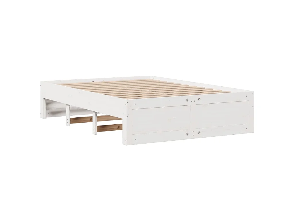 Letto Libreria senza Materasso Bianco 140x200 cm Legno di Pino
