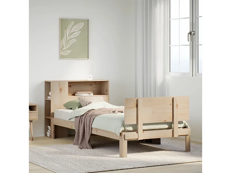 Cama com estante sem colchão 100x200 cm pinho maciço