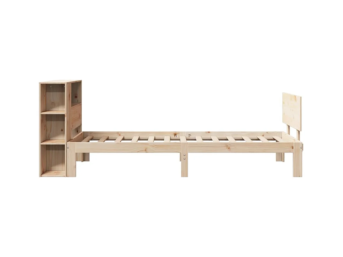 Lit bibliothèque sans matelas 100x200 cm bois massif de pin