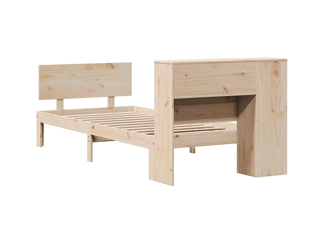 Lit bibliothèque sans matelas 100x200 cm bois massif de pin