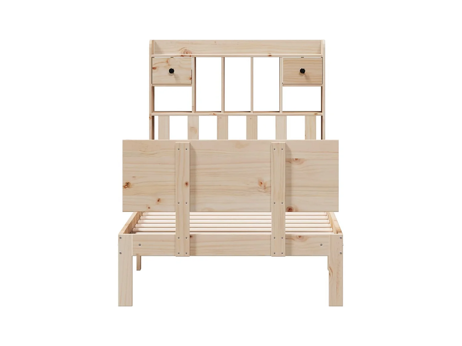 Lit bibliothèque sans matelas 100x200 cm bois massif de pin
