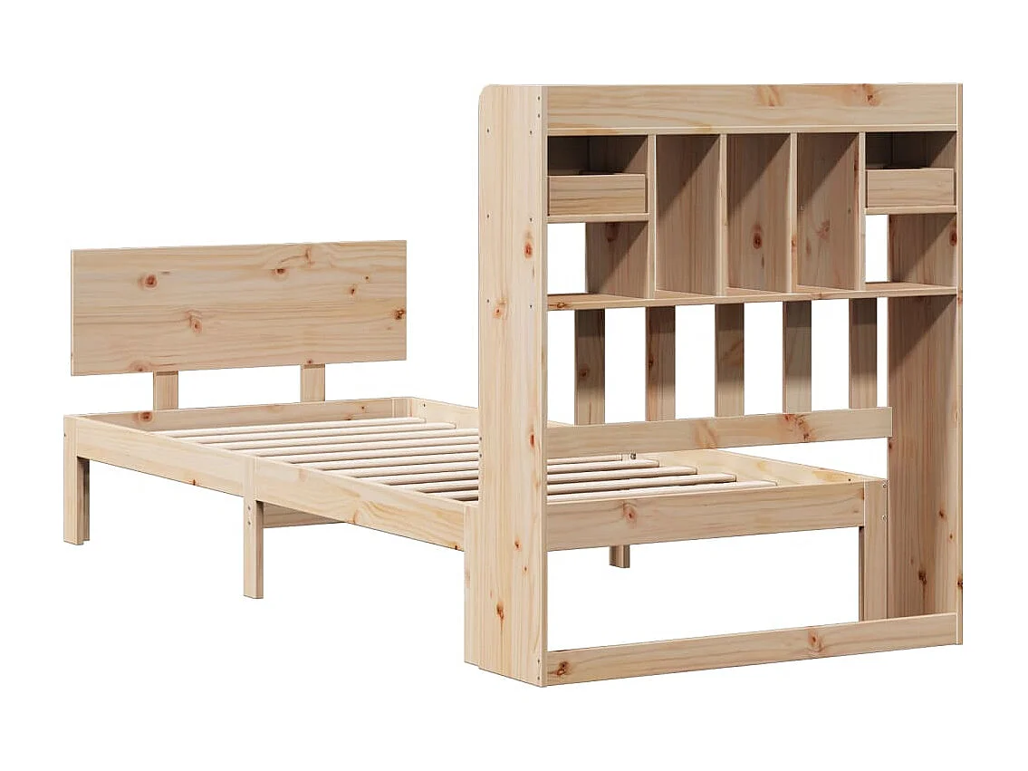 Lit bibliothèque sans matelas 100x200 cm bois massif de pin