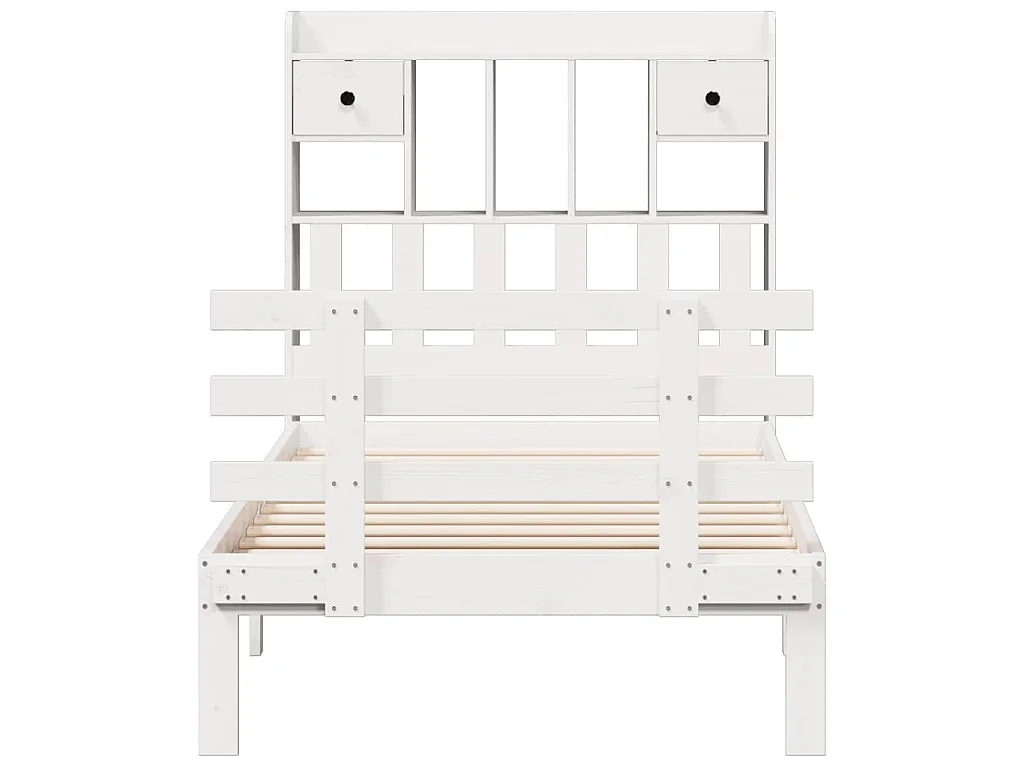 Letto Libreria senza Materasso Bianco 90x190 cm Massello Pino