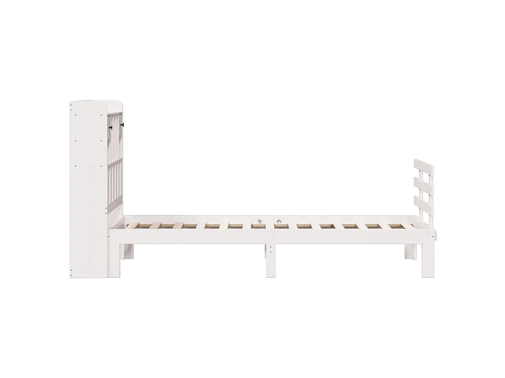 Letto Libreria senza Materasso Bianco 90x190 cm Massello Pino